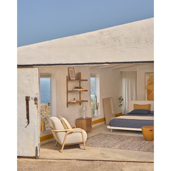 Beżowe tapicerowane łóżko dwuosobowe 180x200 cm Odum – Kave Home-image-4