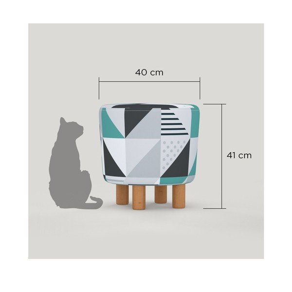 Taboret z drewnianymi nogami Cono Pete, ⌀ 41 cm-image-1