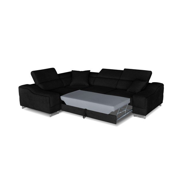 Czarny rozkładany narożnik lewostronny Windsor  & Co. Sofas Kappa-image-2