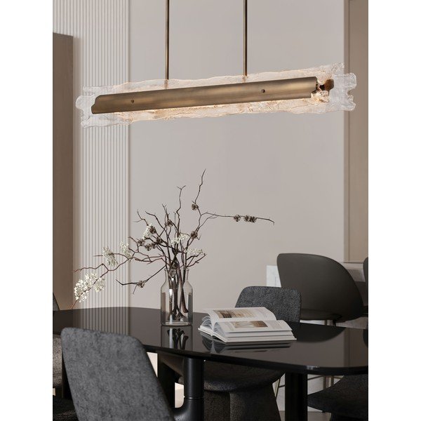 Stalowa lampa wisząca LED ze ściemniaczem w kolorze mosiądzu ze szklanym kloszem Velar – Nova Luce-image-1