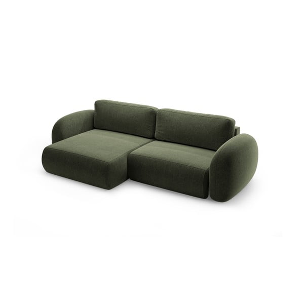 Zielony rozkładany/ze schowkiem narożnik z tkaniny szenilowej Tonale – Cosmopolitan Design-image-2