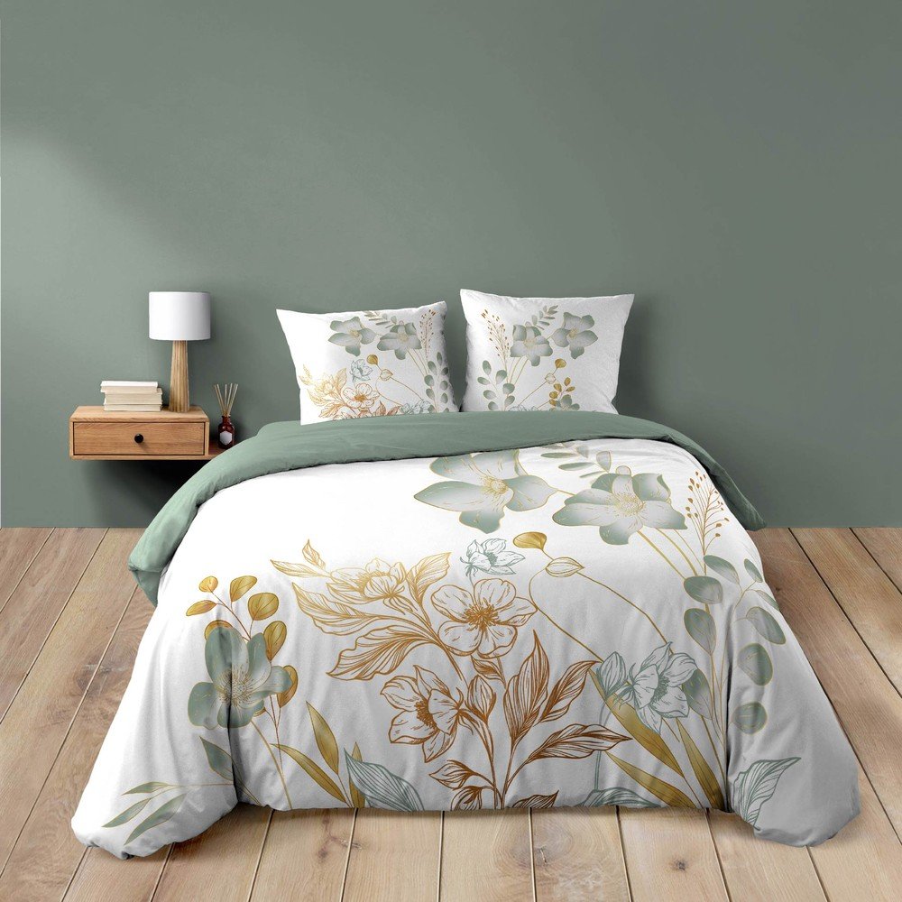 Biało-zielona bawełniana pościel dwuosobowa 240x220 cm Lolita – douceur d'intérieur (zdjęcie 6)