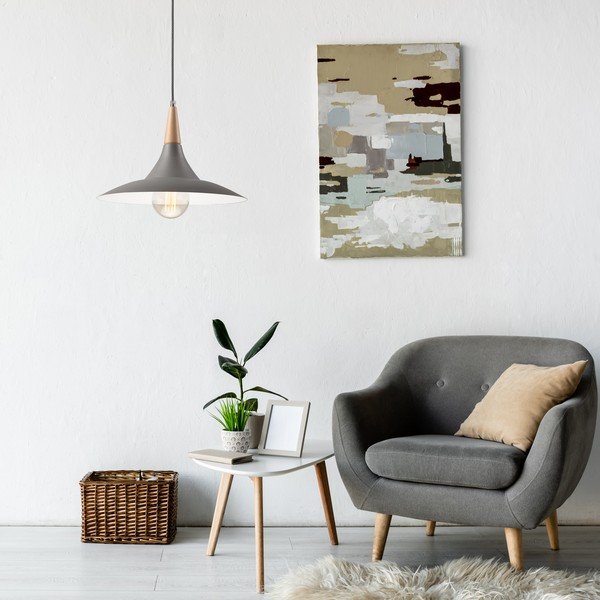 Szara lampa wisząca z metalowym kloszem ø 30 cm Ufo – LAMKUR-image-2