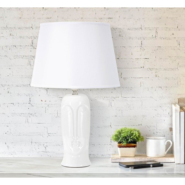 Biała ceramiczna lampa stołowa z tekstylnym kloszem (wys. 46 cm) Statua – Mauro Ferretti-image-1