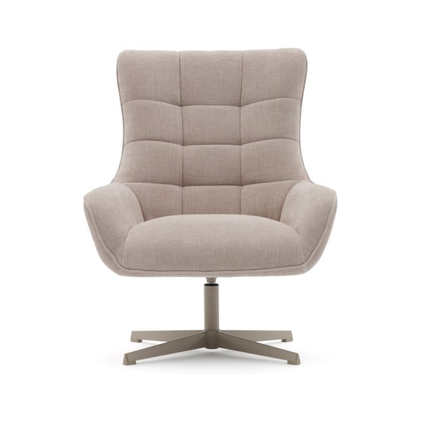 Beżowy obrotowy fotel z tkaniny szenilowej Teryl – Kave Home-image-1