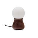 Ciemnobrązowa lampa stołowa z litego drewna kauczukowego (wysokość 26 cm) Okeni – Kave Home