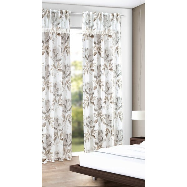 Biało-brązowa zasłona 135x245 cm – Sehlbach-image-1