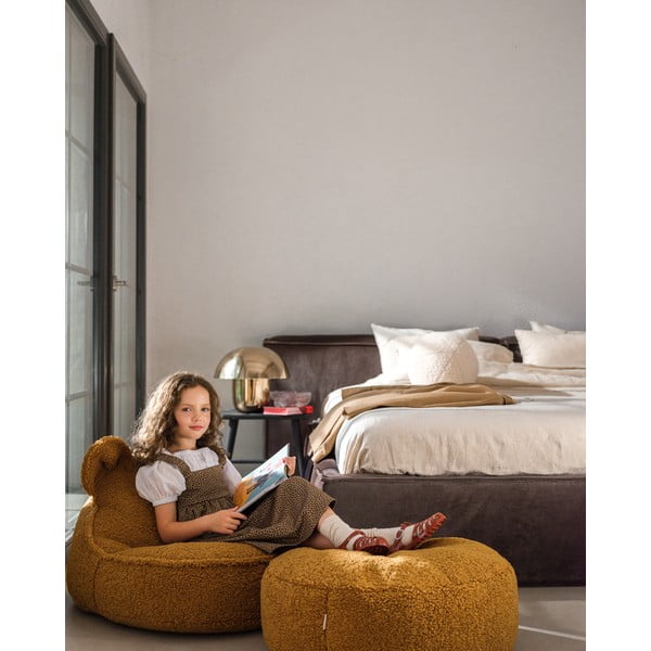 Brązowy dziecięcy worek do siedzenia z materiału bouclé Round – Wigiwama-image-1