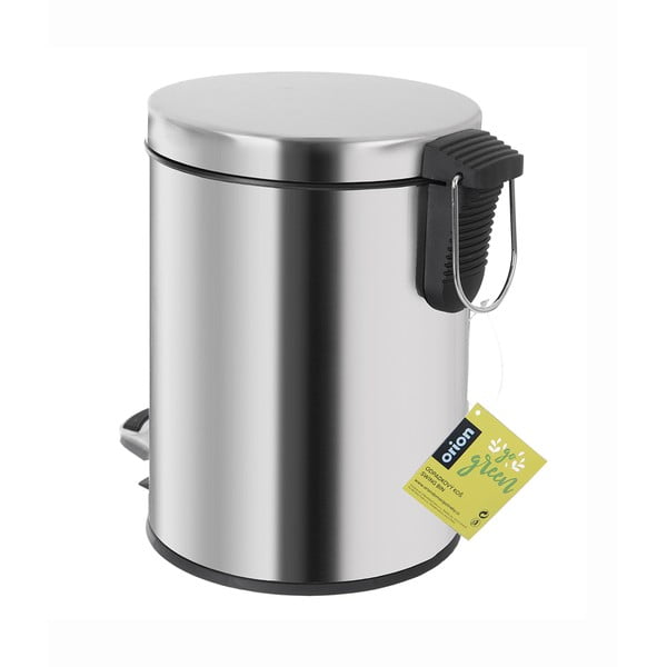 Kosz na śmieci z pedałem ze stali nierdzewnej w kolorze srebra z połyskiem 3 l – Orion-image-3