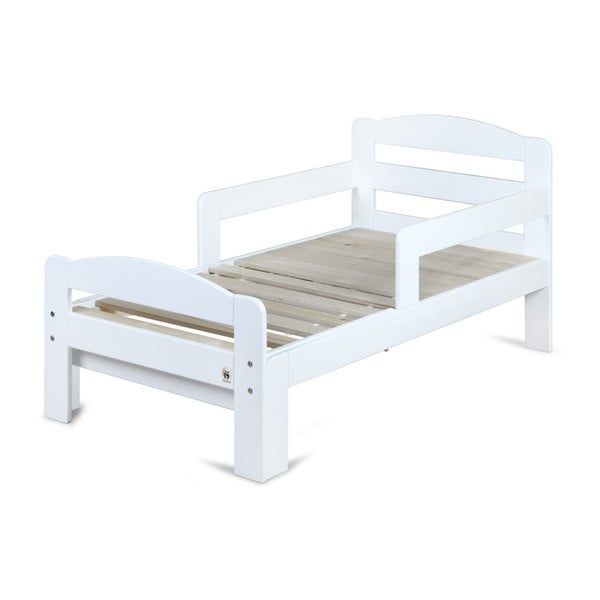 Białe drewniane łóżko rosnące z dzieckiem YappyKids Grow, 140-190x70 cm