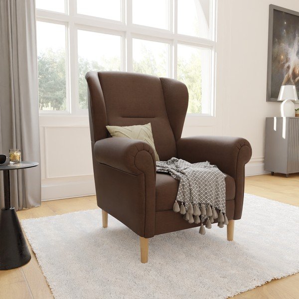 Ciemnobrązowy fotel typu uszak Swan – Ropez-image-3