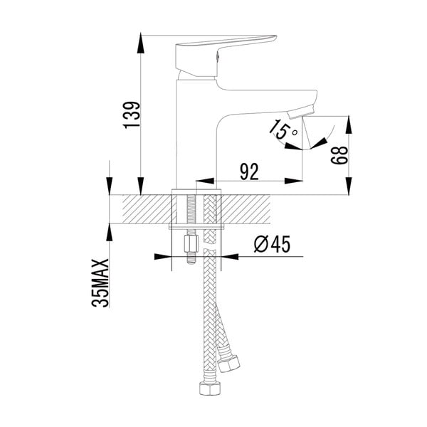 Bateria umywalkowa stojąca w kolorze srebra z połyskiem Small – Sapho-image-1