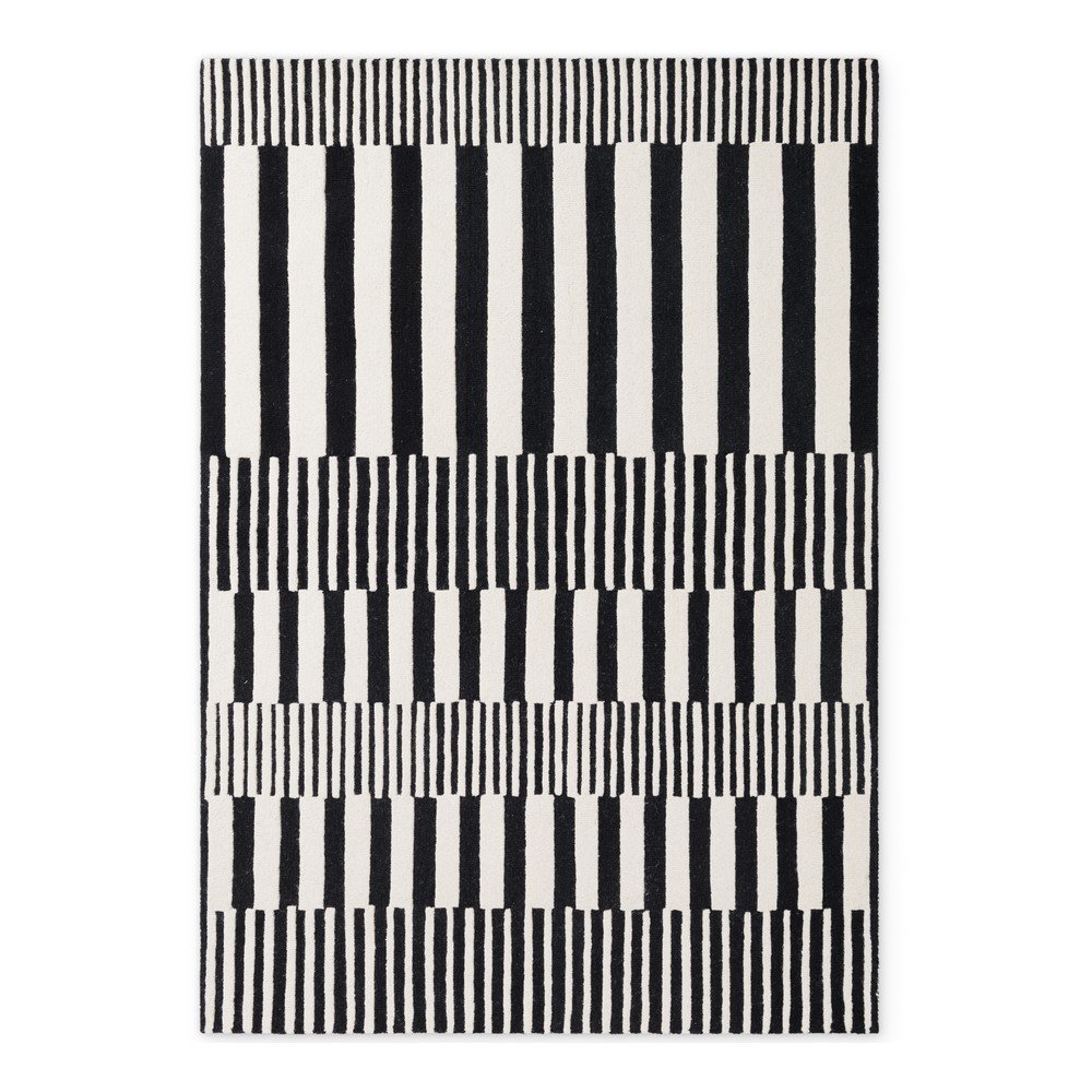 Czarno-biały wełniany dywan tkany ręcznie 160x230 cm Stryve Pulse – Elle Decoration