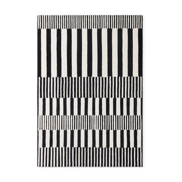 Czarno-biały wełniany dywan tkany ręcznie 120x180 cm Stryve Pulse – Elle Decoration