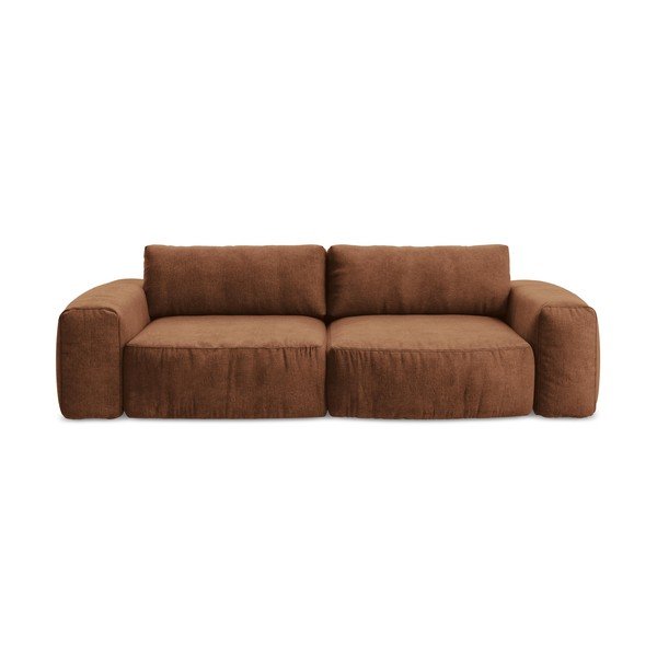 Rozkładana sofa z tkaniny szenilowej w kolorze terakoty 275 cm Kuki – Makamii