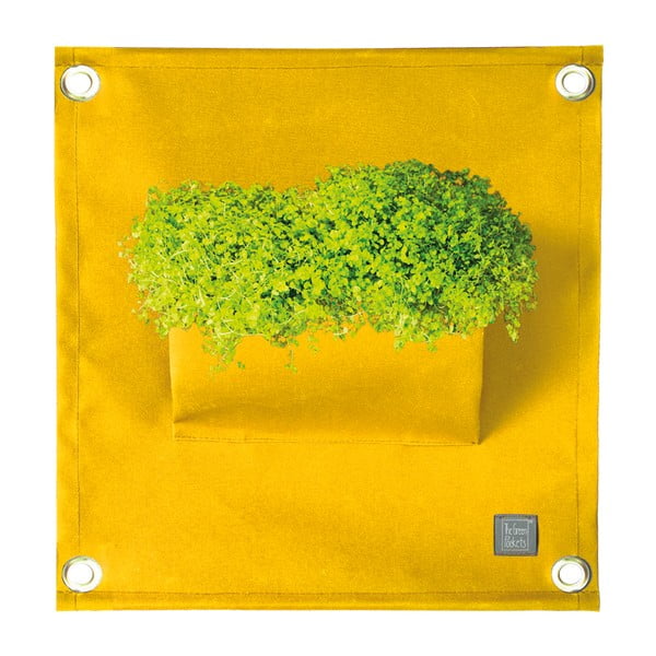 Żółta doniczka/organizer wiszący The Green Pockets Amma, 45 x 50 cm