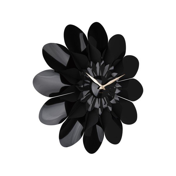 Czarny zegar ścienny Karlsson Flower, ø 60 cm-image-2