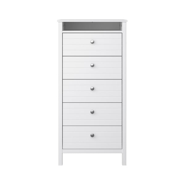 Biała wąska komoda z 5 szufladami Steens New York, wys. 120 cm