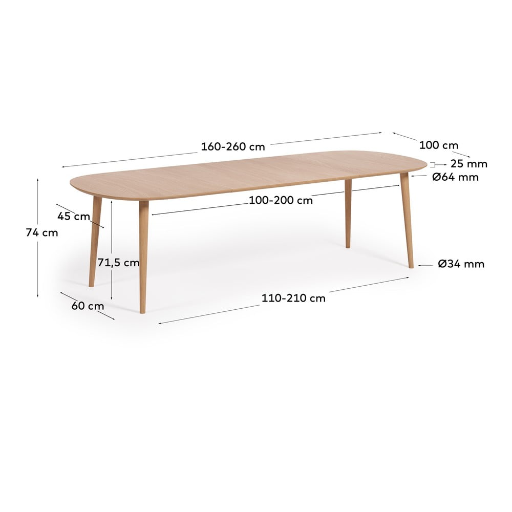 Okrągły rozkładany stół w dekorze dębu ø 160 cm Oqui – Kave Home (zdjęcie 3)