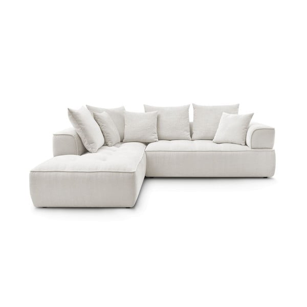 Beżowy narożnik z tkaniny szenilowej (lewostronny/w kształcie litery L) Whesley – Bobochic Paris