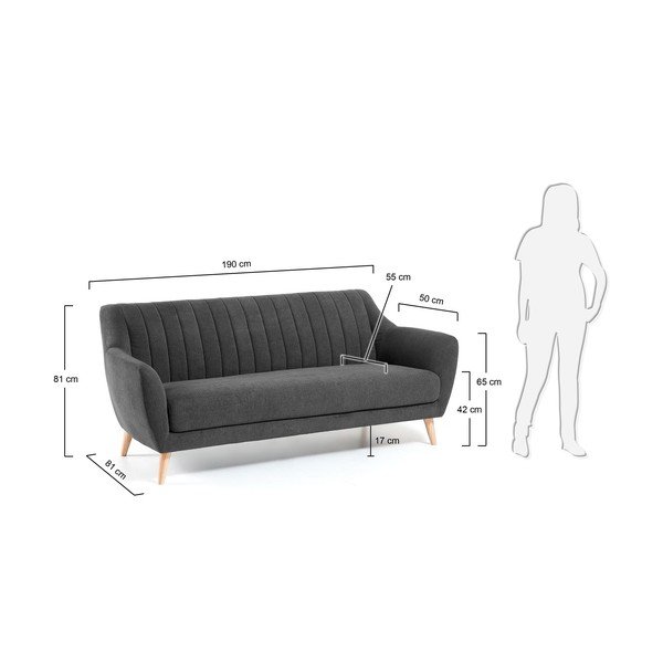 Ciemnoszara sofa Kave Home Off-image-4