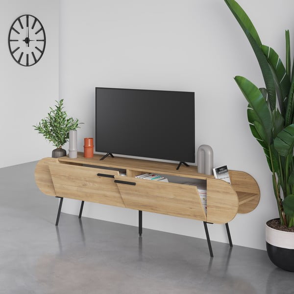 Szafka pod TV w dekorze dębu 195x57 cm Saluso – Marckeric-image-2
