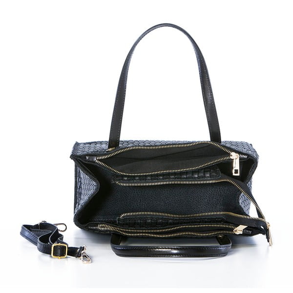 Skórzana torebka Suede Braid Black-image-2
