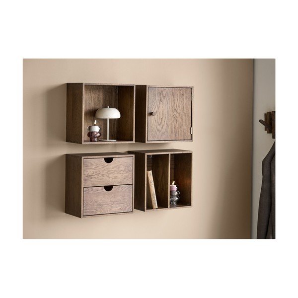 Ciemnobrązowa wielopoziomowa półka z litego drewna dębowego 30 cm Townsville – House Nordic-image-1