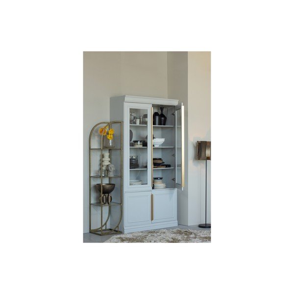 Jasnoszara witryna z litego drewna sosnowego 110x215x44 cm Organize – WOOOD-image-1