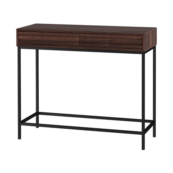 Ciemnobrązowa konsola z blatem w dekorze orzecha 35x90 cm Celine – Støraa-image-3