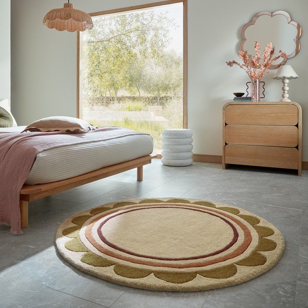 Wełniany okrągły dywan tkany ręcznie w naturalnym kolorze ø 120 cm Lois – Flair Rugs-image-1
