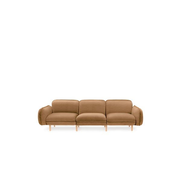 Musztardowa sofa z materiału bouclé 264 cm Bean – EMKO