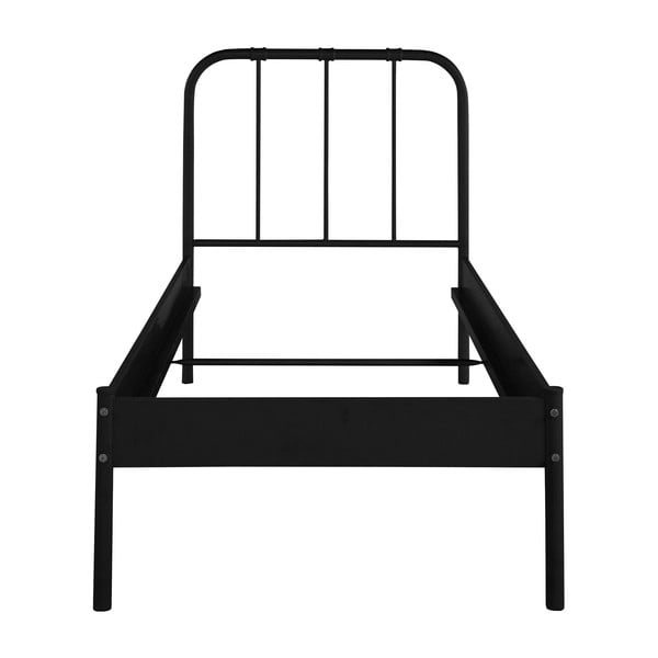 Czarne metalowe łóżko jednoosobowe bez stelaża 90x200 cm Aaron – Støraa-image-2