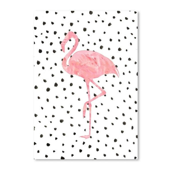 Plakat Americanflat Flamingo on Polka, 30x42 cm
