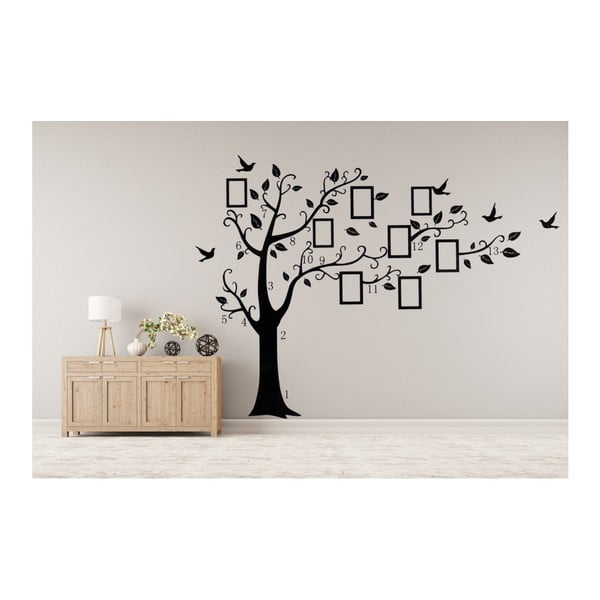 Naklejka dekoracyjna Czarne drzewa z ramkami na zdjęcia, 180x250 cm