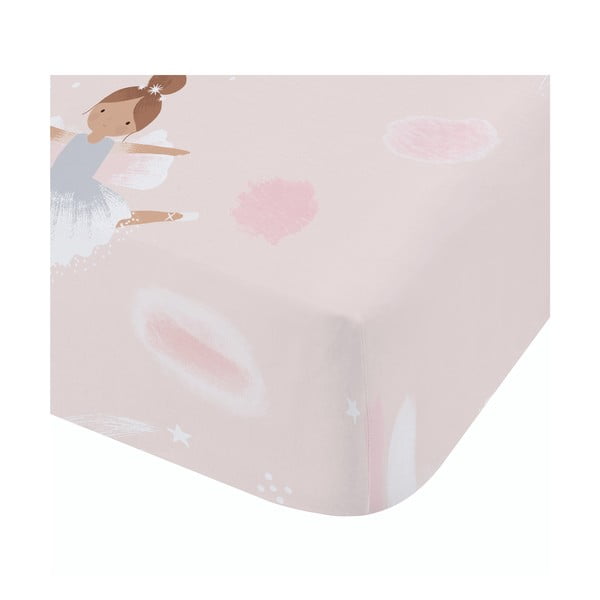 Różowe prześcieradło dziecięce do łóżeczka z gumką 70x140 cm Dancing Fairies – Catherine Lansfield