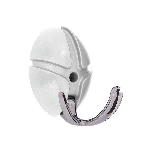 Biały/w kolorze srebra z połyskiem ścienny plastikowy haczyk Tick – Spinder Design-image-1