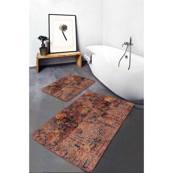 Brązowe aksamitne dywaniki łazienkowe zestaw 2 szt. 60x100 cm – Mila Home-image-3