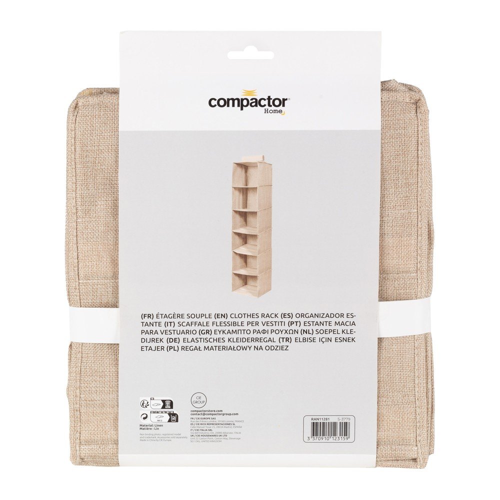 Wiszący tekstylny organizer do szafy Sandy – Compactor (zdjęcie 7)