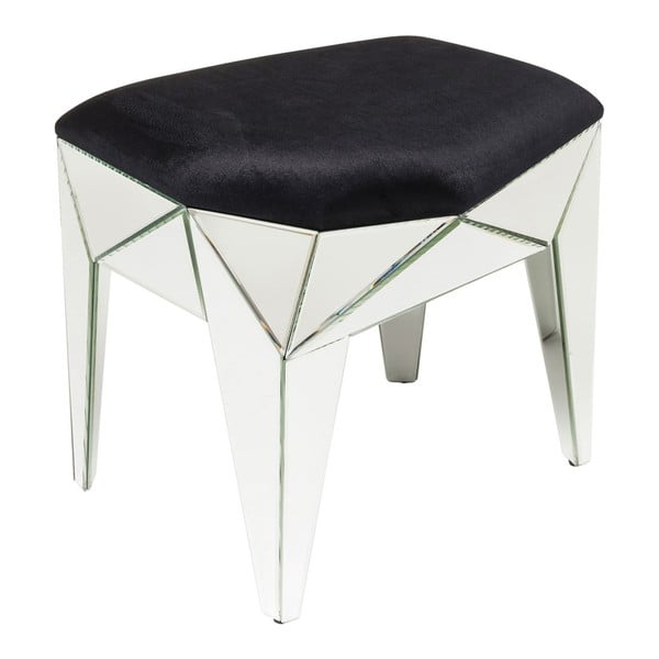 Czarny stolik z detalami w srebrnej barwie Kare Design Stool Fun House, 54x49 cm