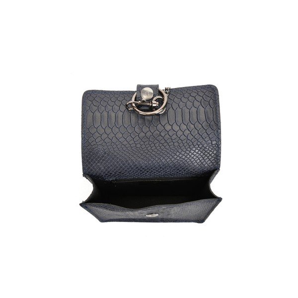 Ciemnoniebieska skórzana kopertówka Carla Ferreri Bella-image-3