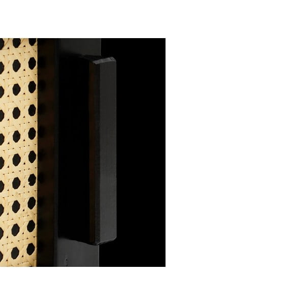 Czarny stolik pod TV z drewna sosnowego z rattanowymi drzwiczkami Støraa Jolene-image-3