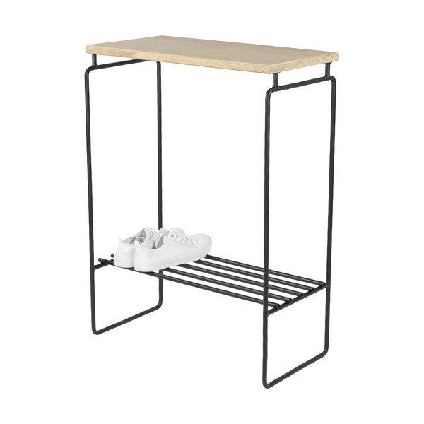 Czarna konsola z blatem z drewna dębowego 29x57 cm Clint – Spinder Design-image-4