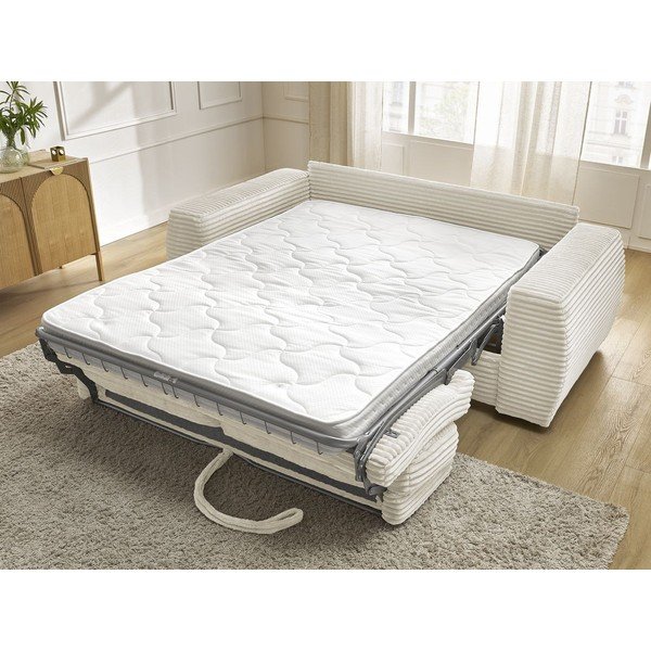 Beżowa sztruksowa rozkładana sofa do spania 240 cm Hugo – Bobochic Paris-image-1