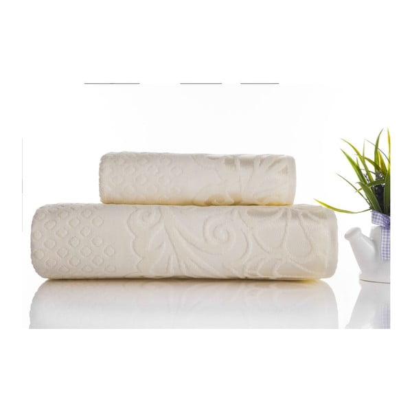 Zestaw 2 ręczników Kumsal Ecru, 50x90 cm i 70x140 cm