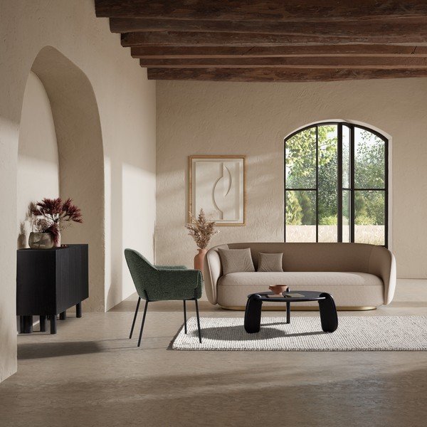 Czarny okrągły stolik z litego drewna mango ø 80 cm Tamira – MOME-image-1