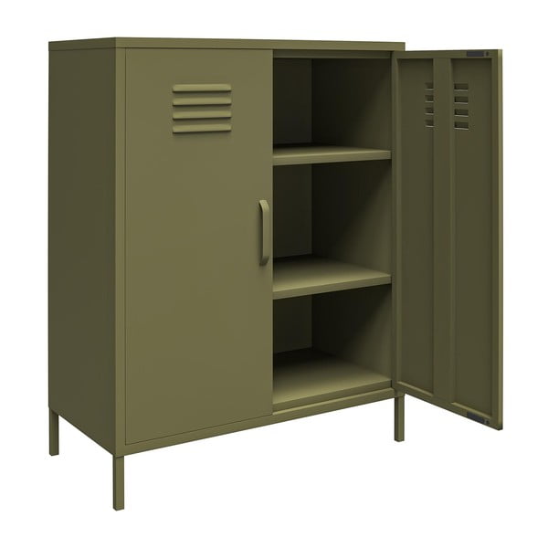 Metalowa szafka w kolorze khaki 79x100x39 cm Bradford – Støraa-image-2