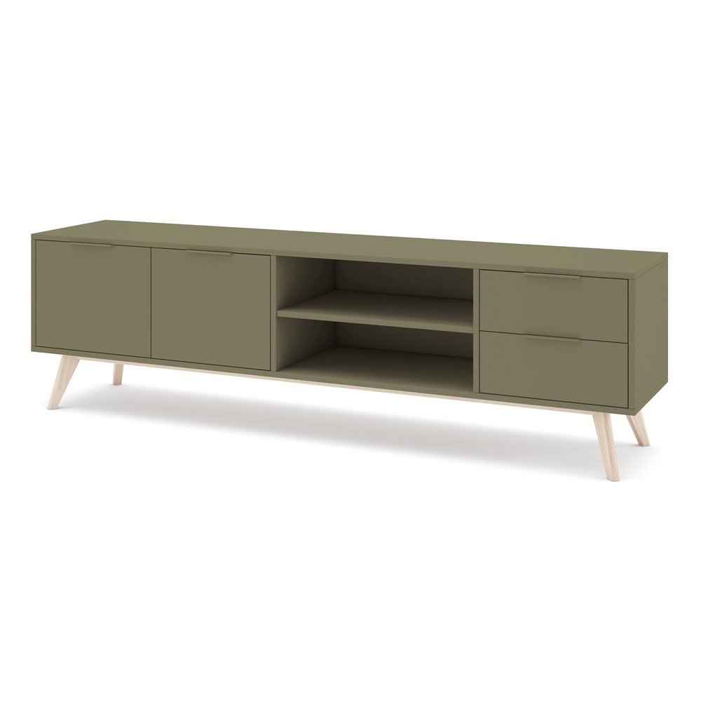 Zielona szafka pod TV z matowym wykończeniem 180x53x40 cm Campus – Marckeric (zdjęcie 6)