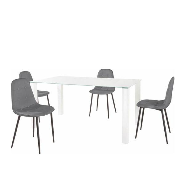Zestaw stołu i 4 szarych krzeseł Støraa Dante, dł. stołu 160 cm