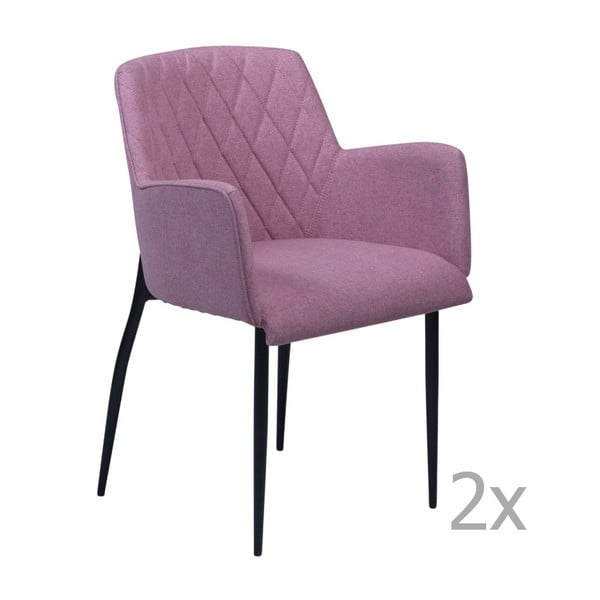 Zestaw 2 różowych krzeseł z podłokietnikami DAN– FORM Rombo